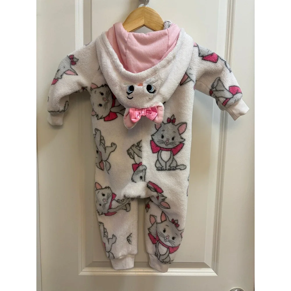 Disney Marie Aristocats Fleece Hooded Pajama Sleeper Costume Baby Size 2T